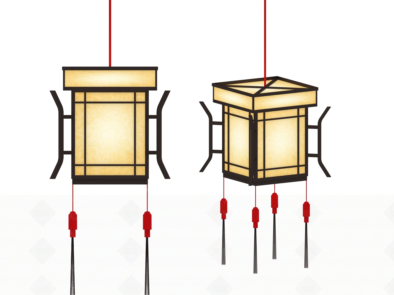 中式装饰吊灯3D模型下载【ID:592354878】