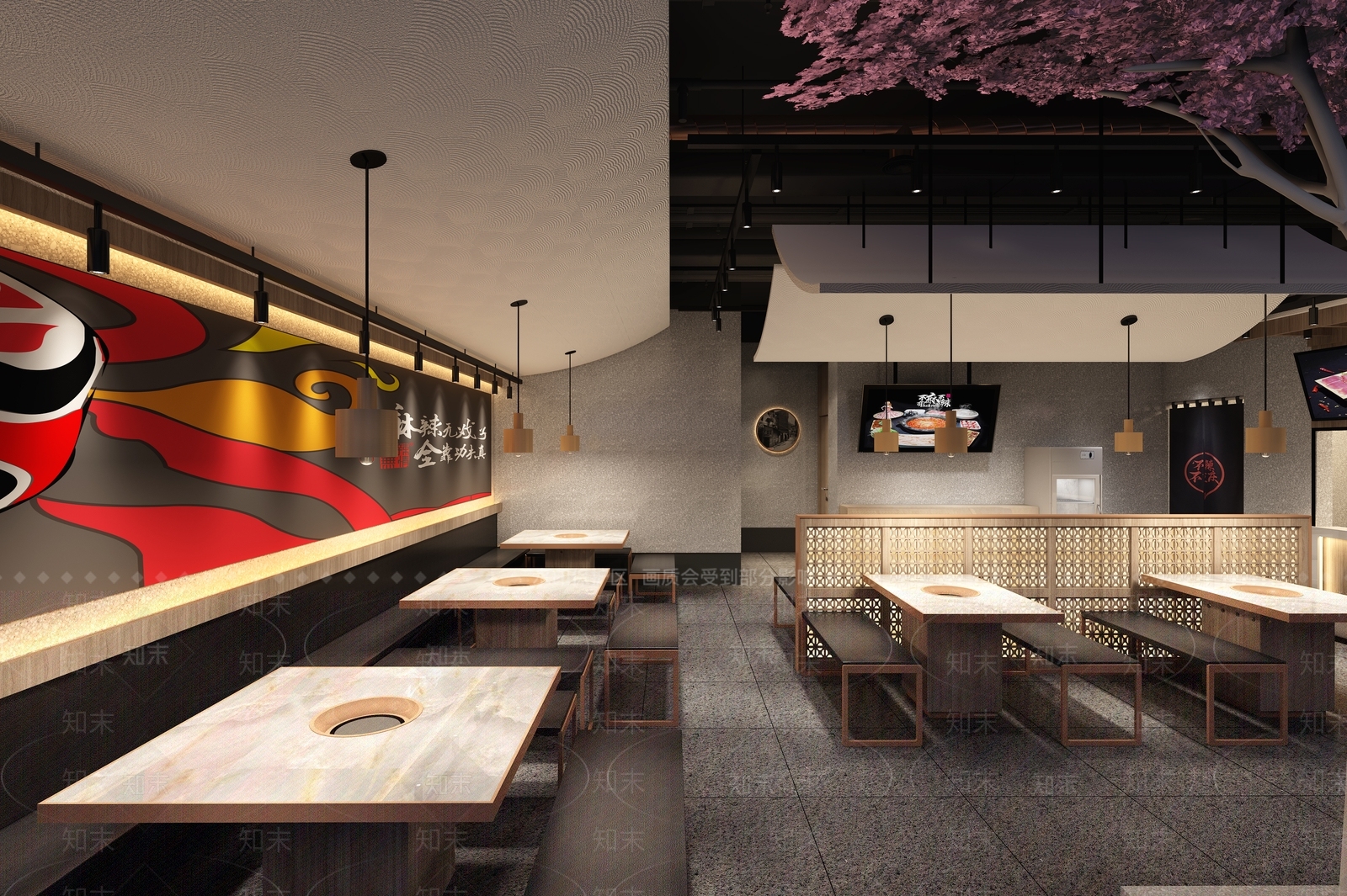 新中式火锅店3D模型下载【ID:392360229】