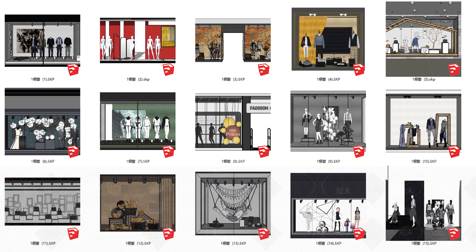 现代模特橱窗SU模型下载【ID:792357238】