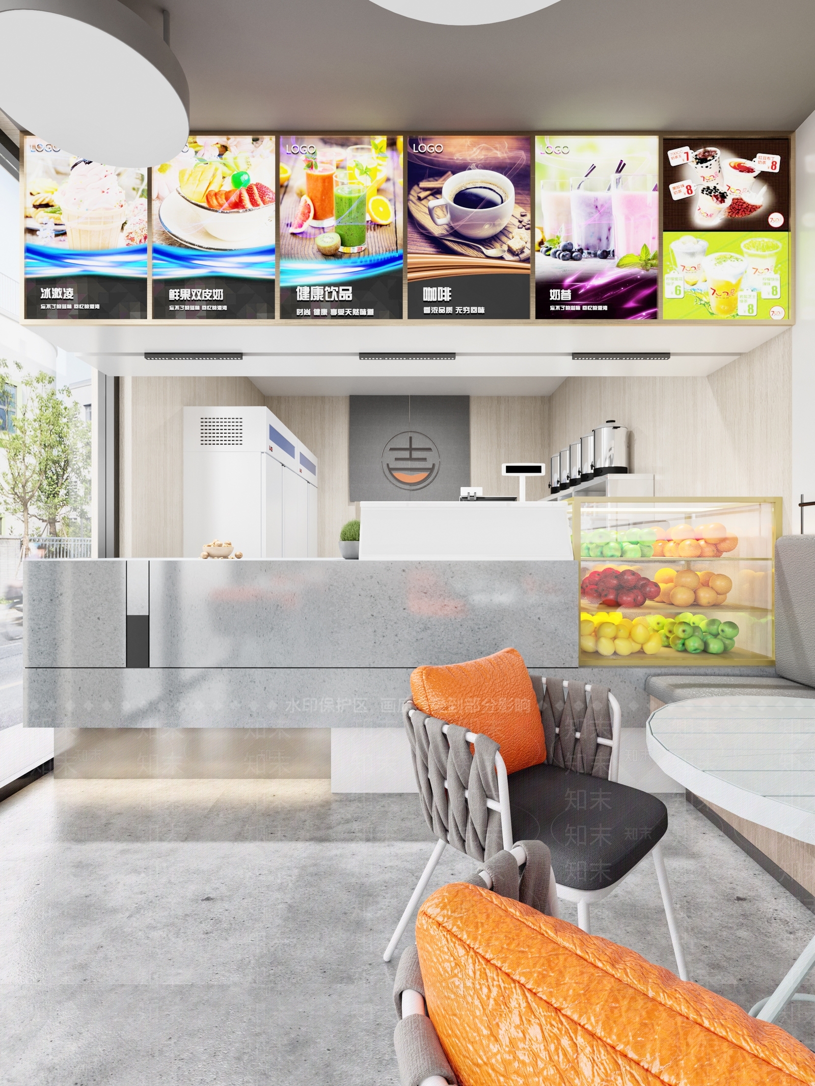 现代轻奢奶茶咖啡店3D模型下载【ID:292372821】