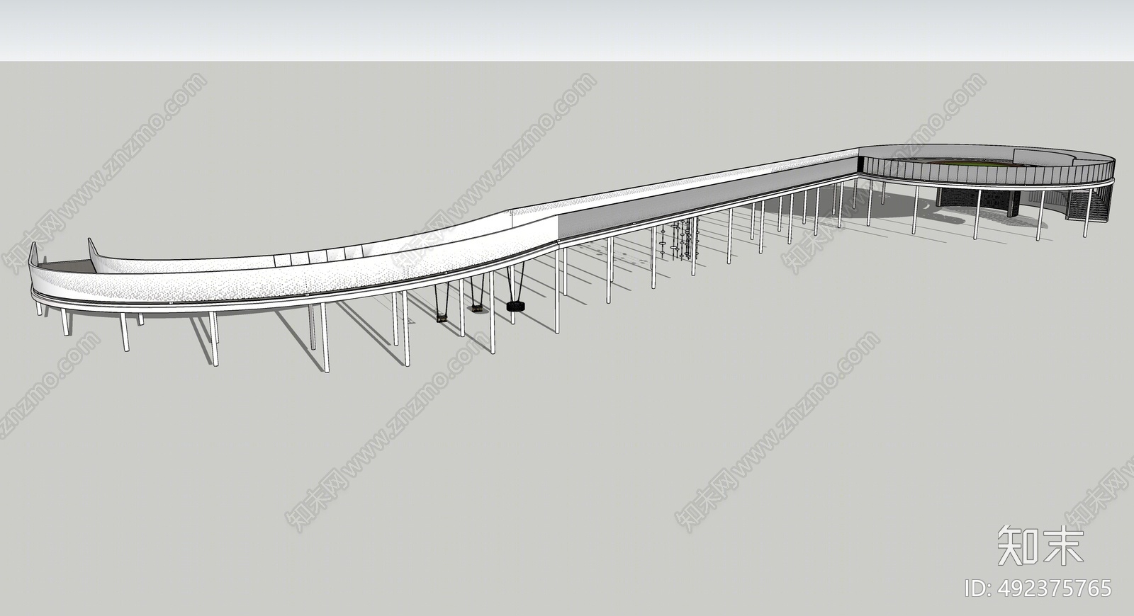 现代景观桥SU模型下载【ID:492375765】