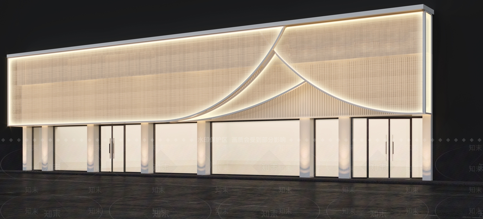 现代店面门头门面3D模型下载【ID:992670555】