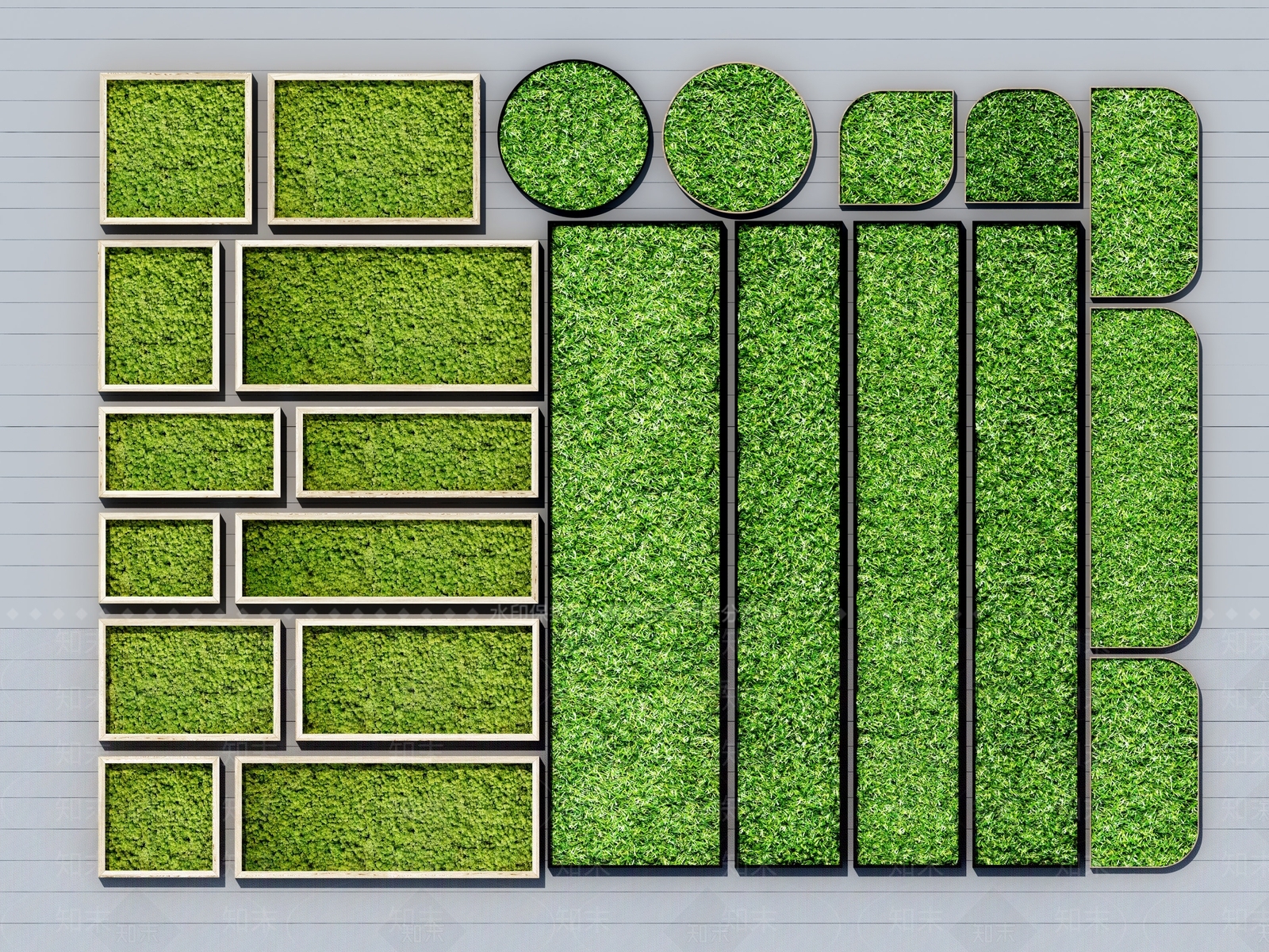 现代绿植墙3D模型下载【ID:492386217】