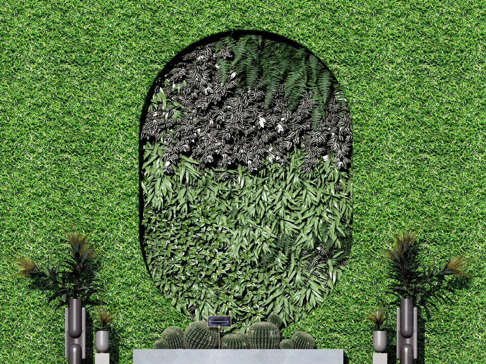 现代绿植墙3D模型下载【ID:492386220】