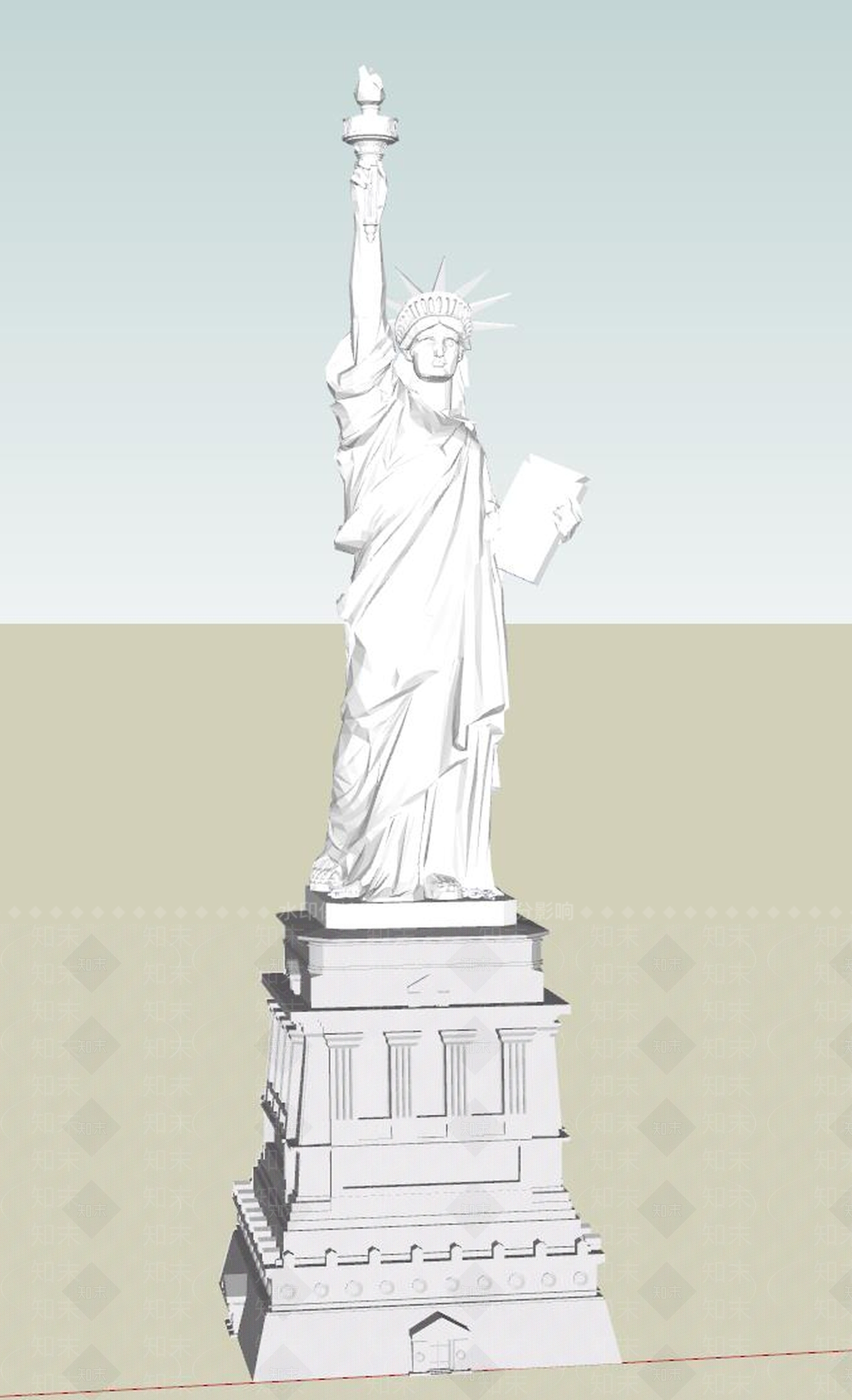 现代自由女神雕塑SU模型下载【ID:192400742】