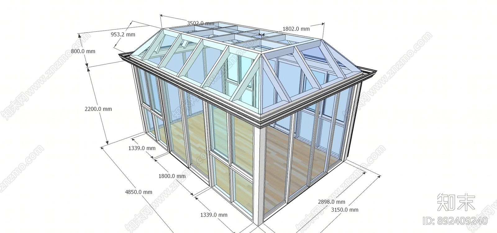 现代阳光房SU模型下载【ID:892409240】