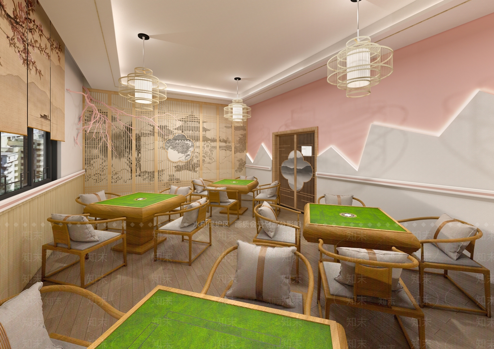 新中式麻将室SU模型下载【ID:592441408】