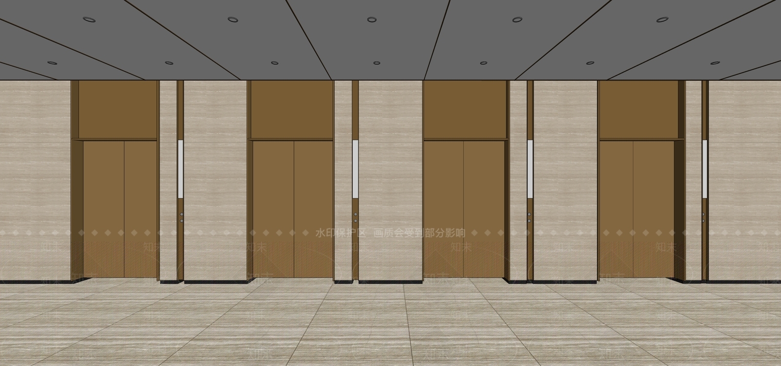 现代电梯厅SU模型下载【ID:892453542】