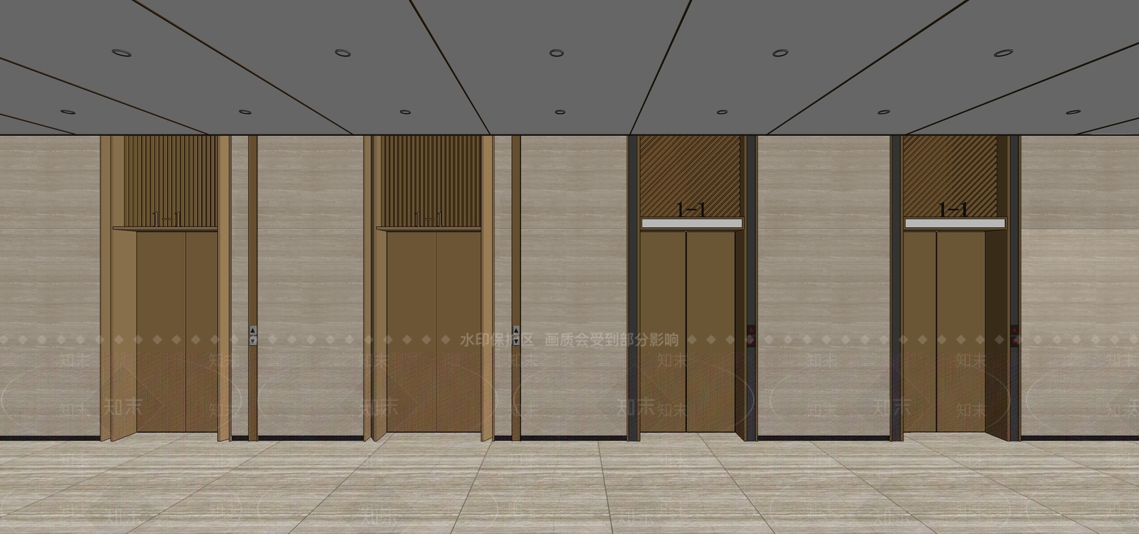 现代电梯厅SU模型下载【ID:892453542】