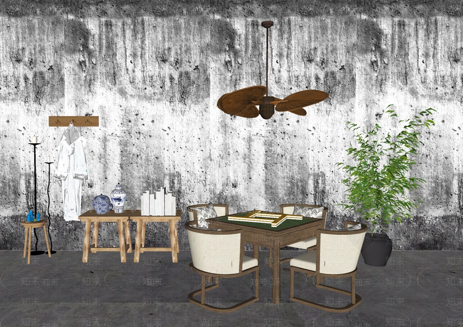新中式麻将室SU模型下载【ID:592462804】