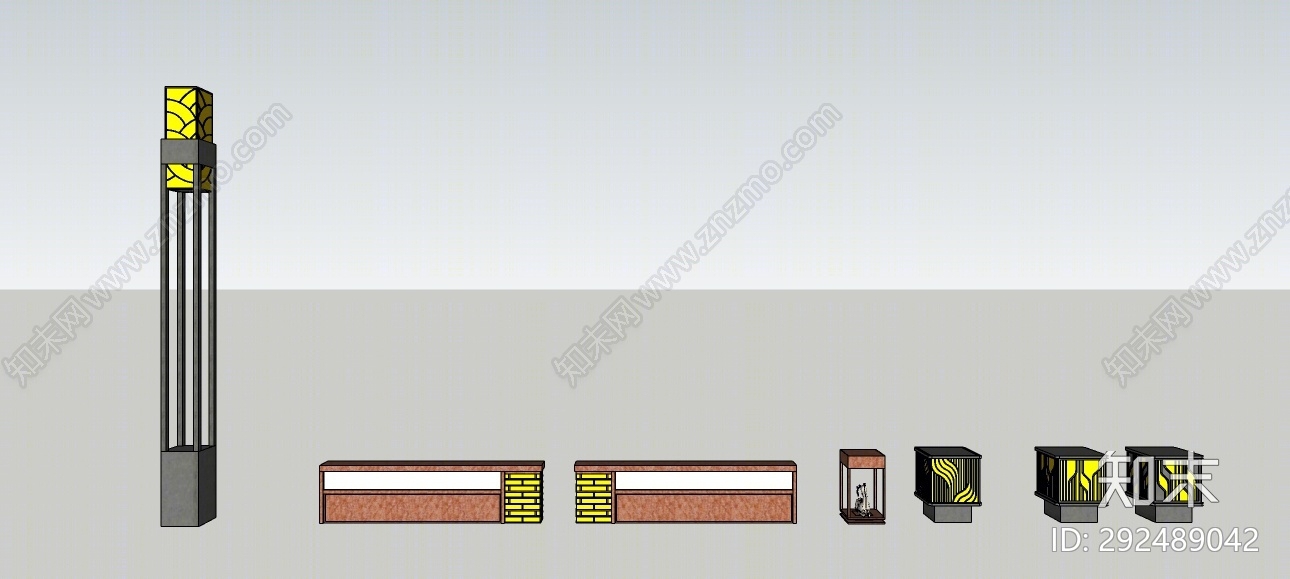 现代灯具组合SU模型下载【ID:292489042】