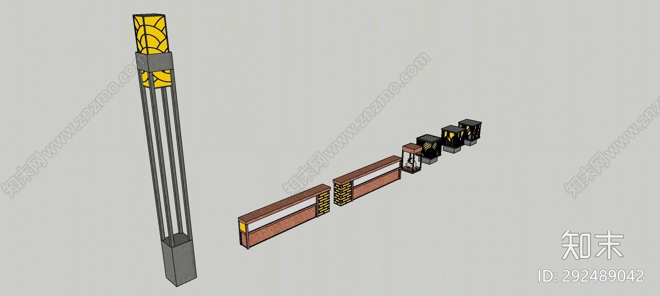 现代灯具组合SU模型下载【ID:292489042】