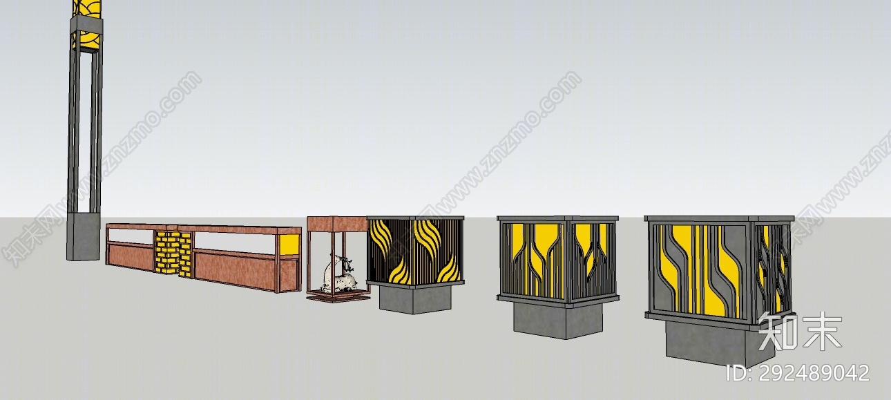 现代灯具组合SU模型下载【ID:292489042】