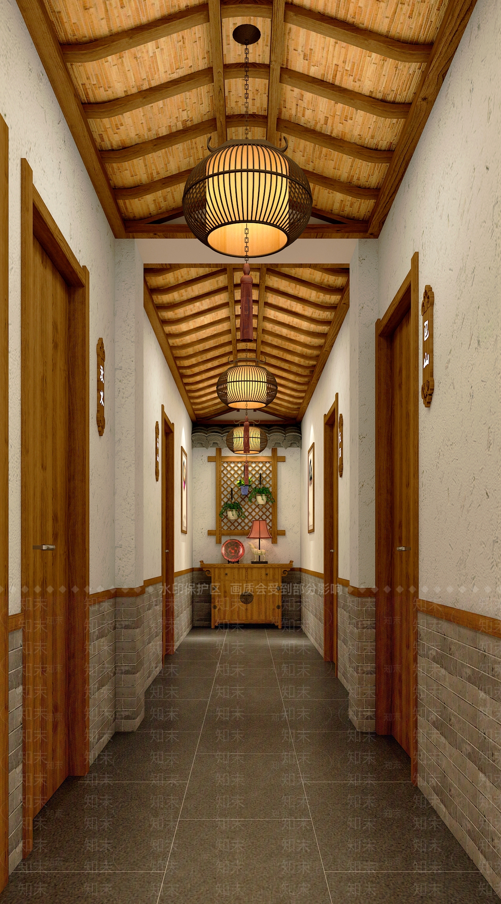 新中式火锅店过道3D模型下载【ID:392494231】