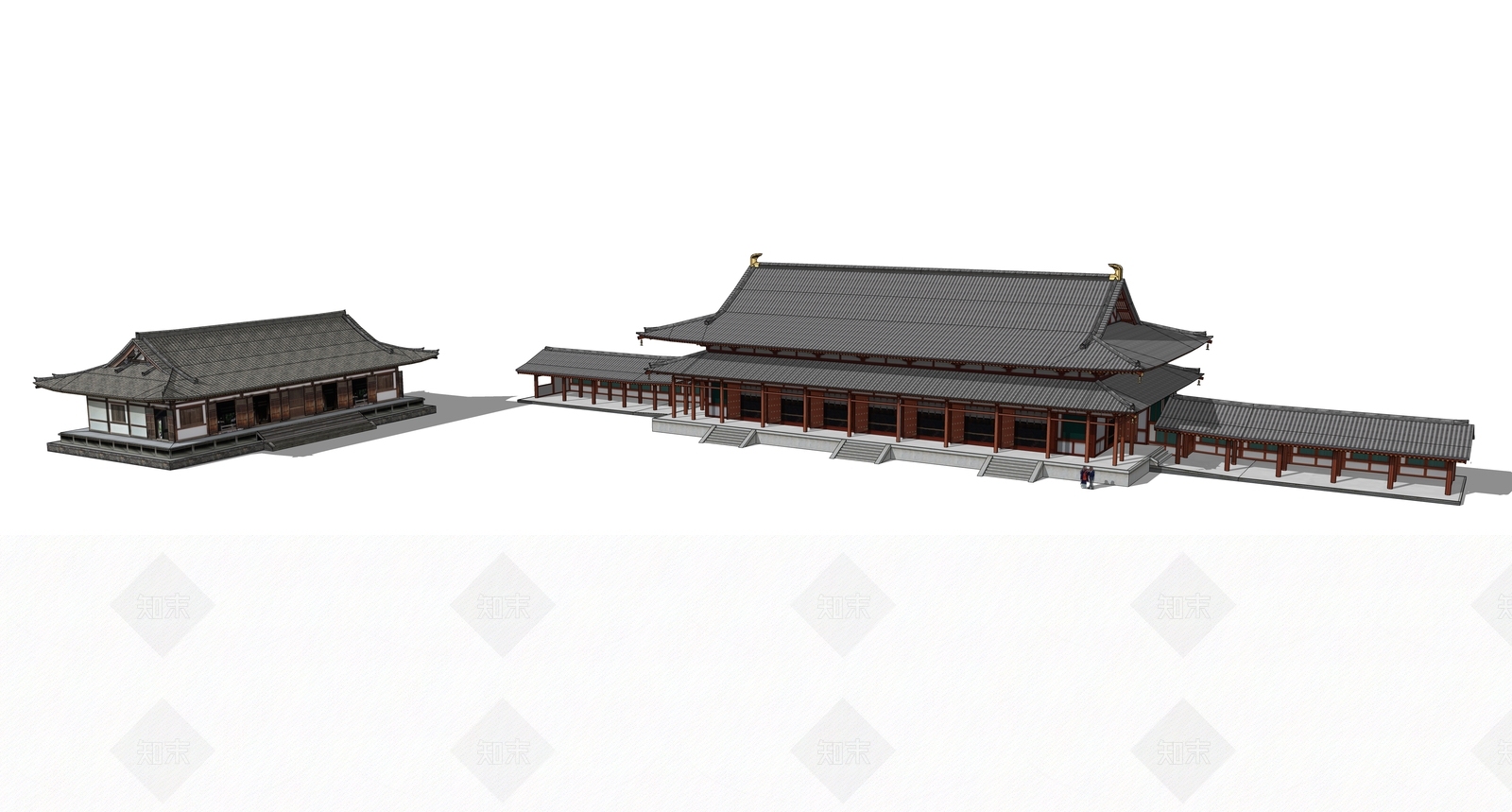 中式风格建筑SU模型下载【ID:192495003】