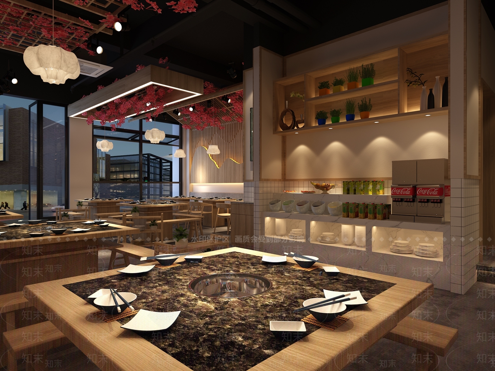 新中式火锅店3D模型下载【ID:392496241】