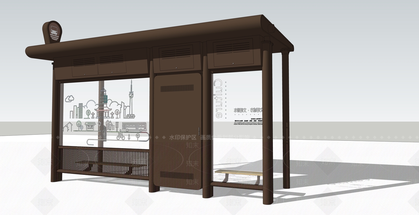 现代公交站台SU模型下载【ID:192518910】