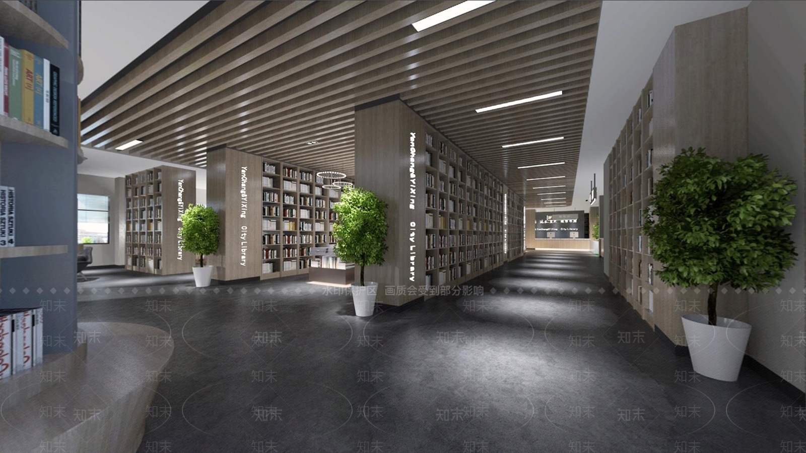 现代图书馆3D模型下载【ID:892520257】