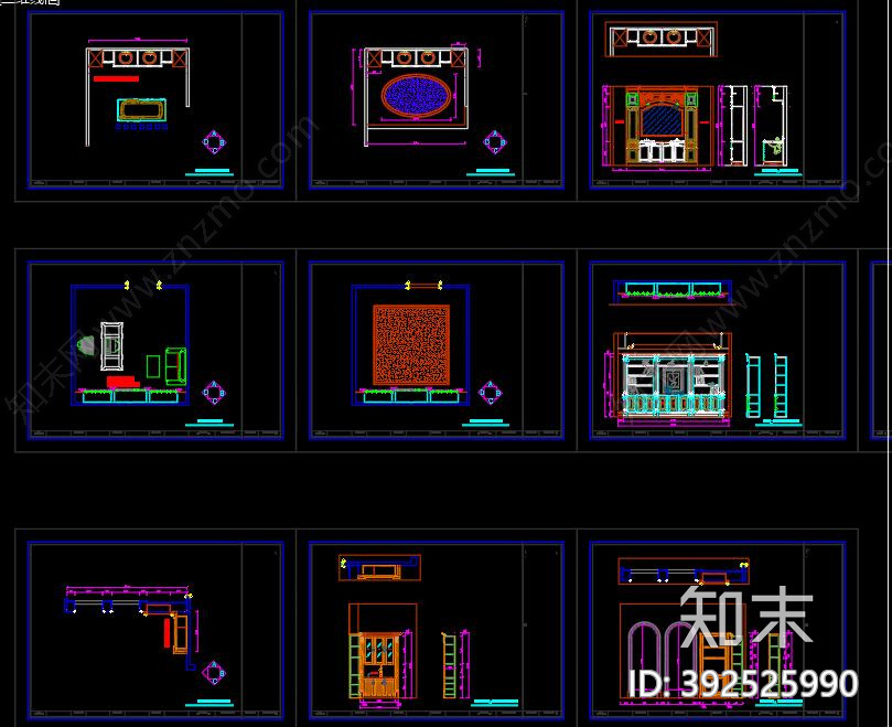全屋定制cad施工图下载【ID:392525990】