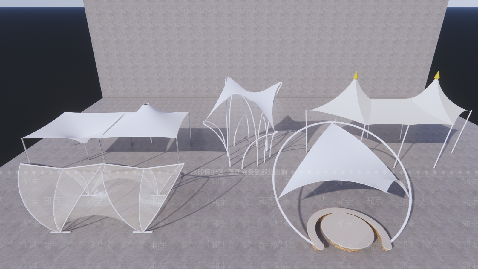 现代廊架SU模型下载【ID:492542774】