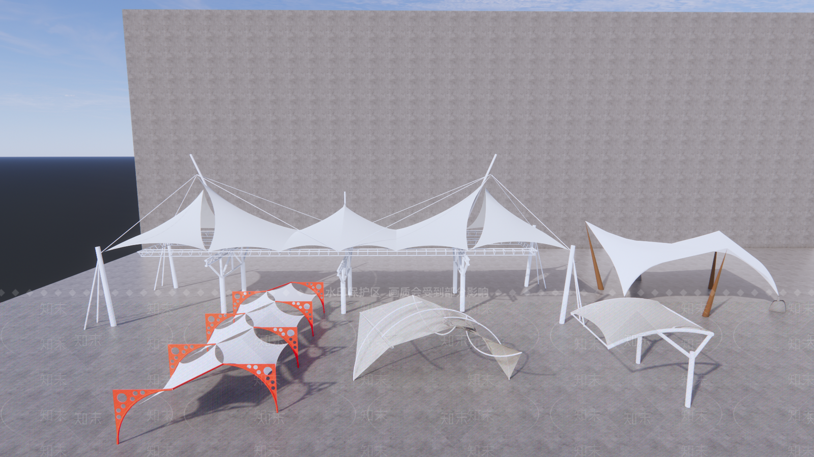 现代廊架SU模型下载【ID:492543766】