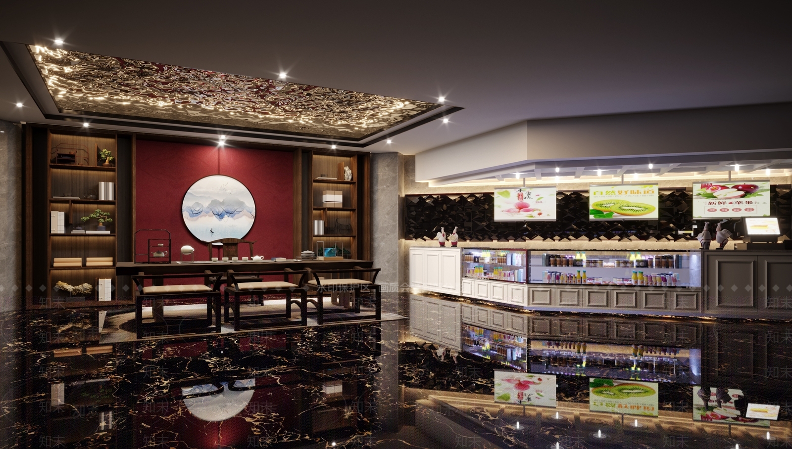 新中式足浴会所大厅3D模型下载【ID:792558163】