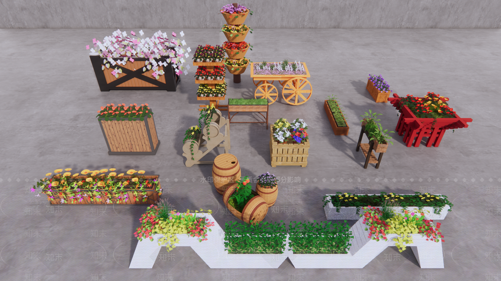 现代花坛花钵组合SU模型下载【ID:992569734】