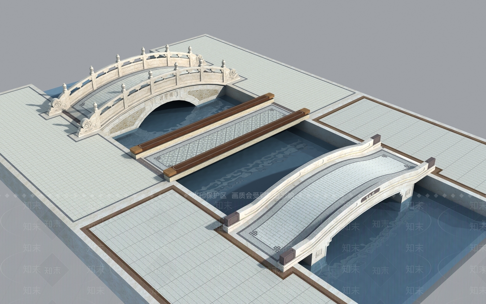 新中式桥3D模型下载【ID:992595192】