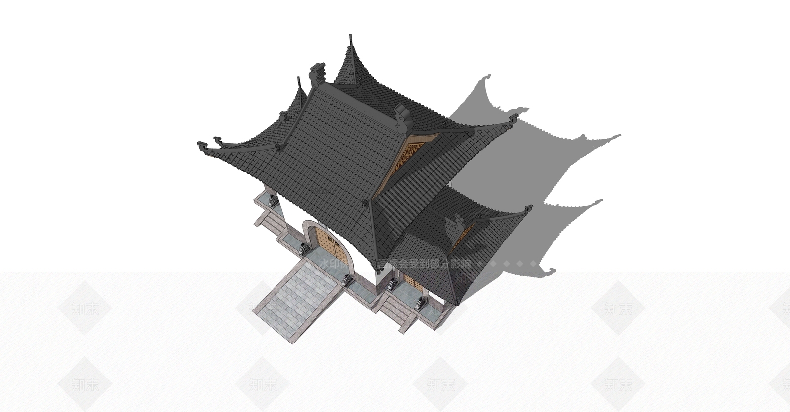 中式寺庙SU模型下载【ID:892600481】