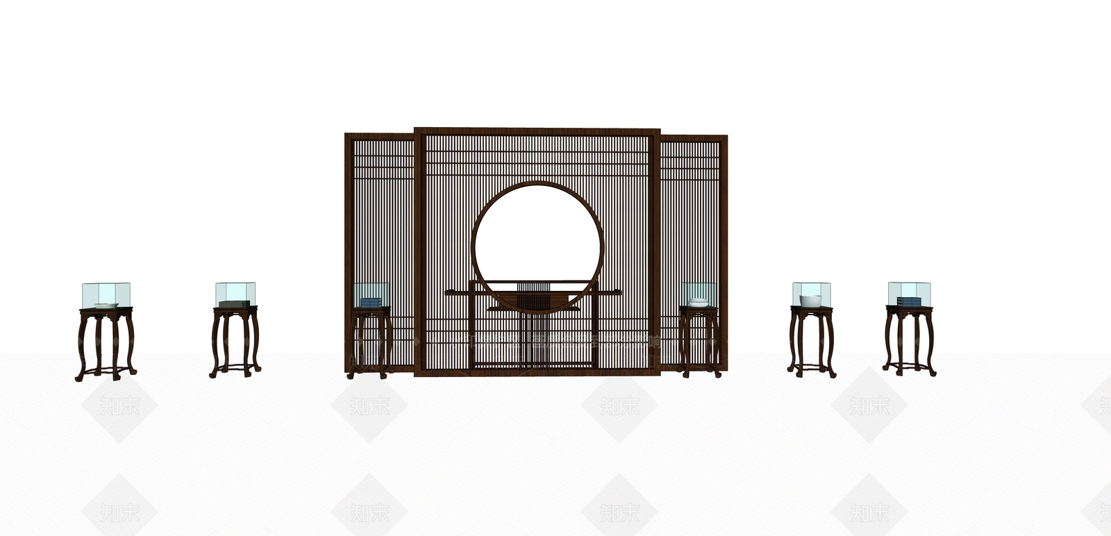 新中式展示架SU模型下载【ID:292609556】