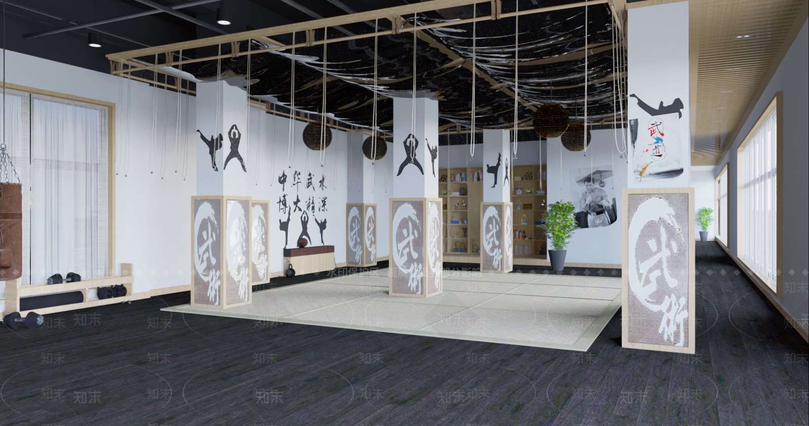 现代武术馆培训教室3D模型下载【ID:392621471】