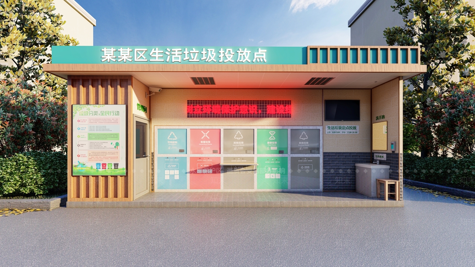 现代垃圾分类站SU模型下载【ID:392644465】