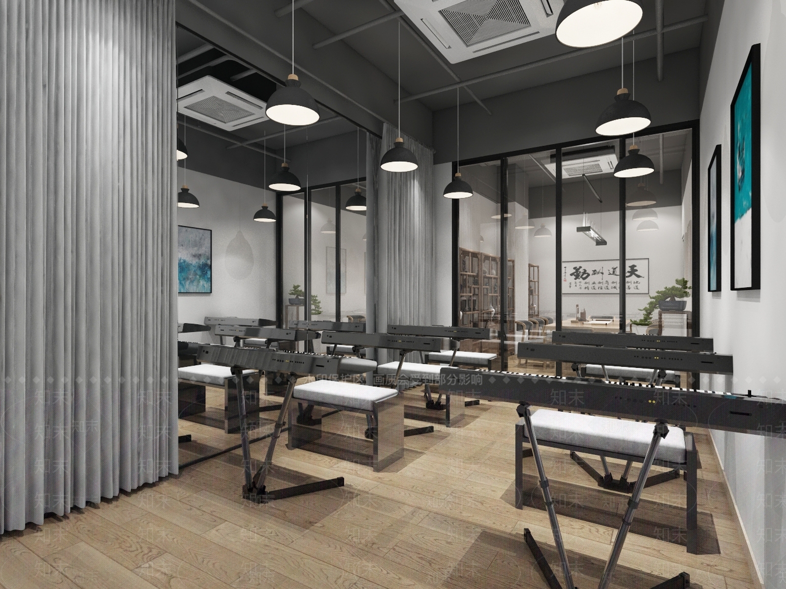 现代电子琴教室3D模型下载【ID:392649463】
