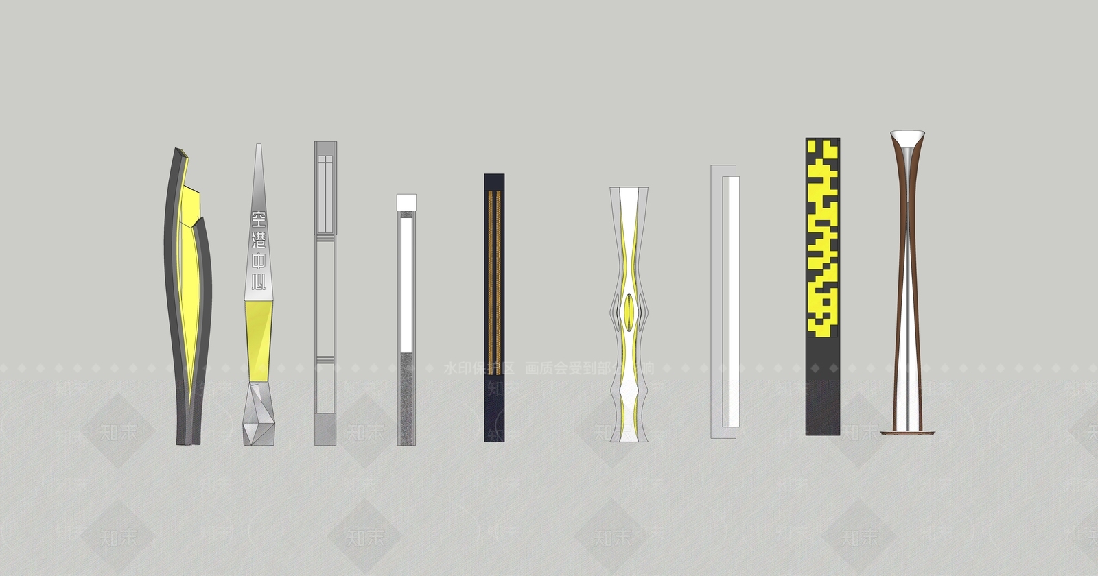 现代景观灯柱SU模型下载【ID:392657312】