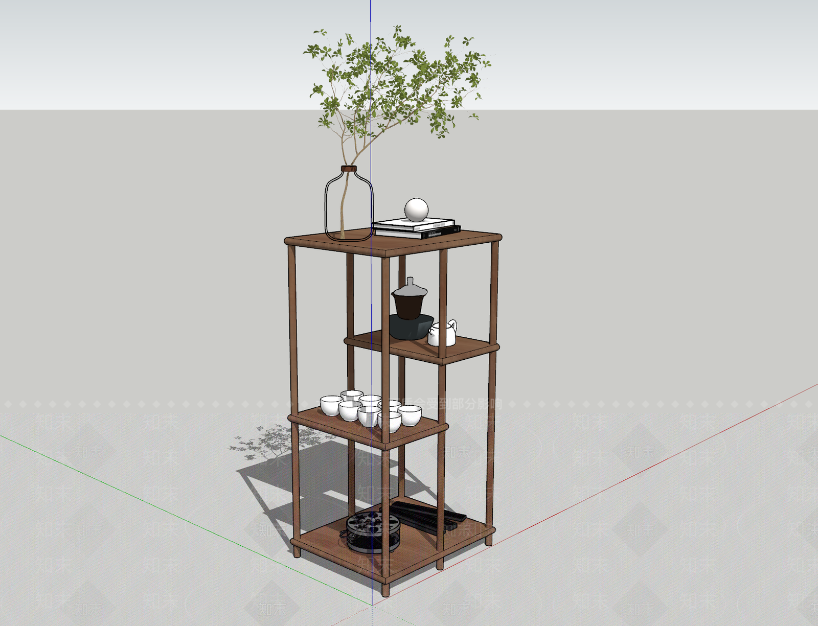 新中式展示架SU模型下载【ID:292665550】