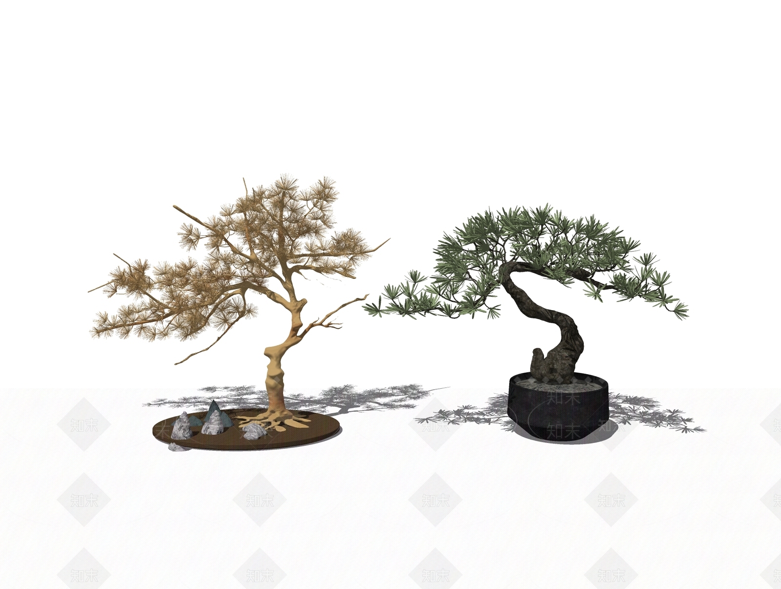 新中式松树SU模型下载【ID:192675806】_知末su模型网