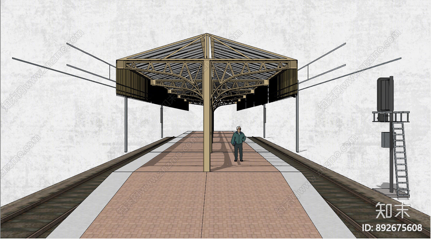 工业火车站SU模型下载【ID:892675608】