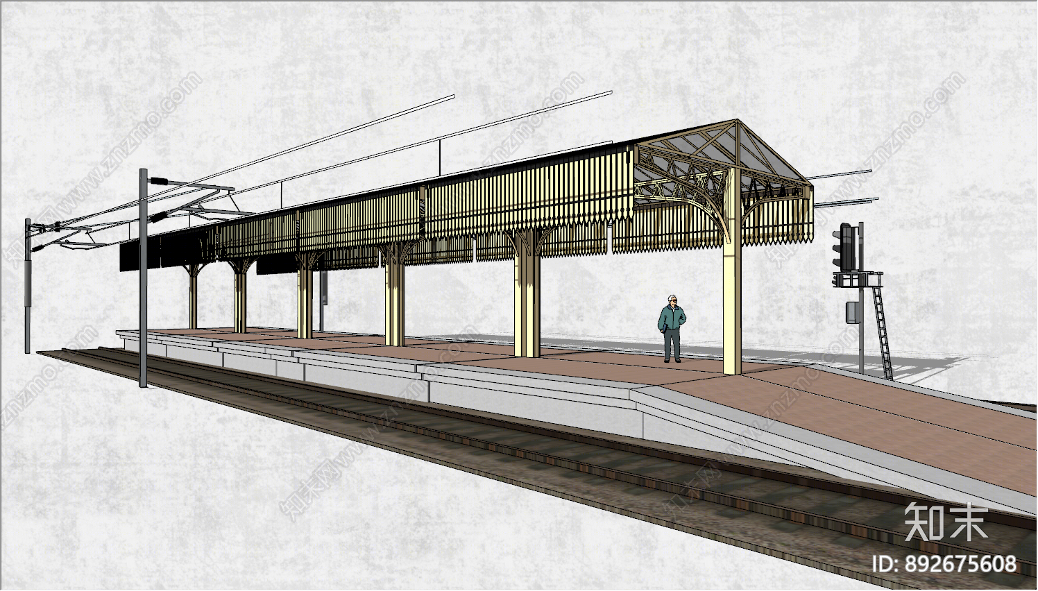 工业火车站SU模型下载【ID:892675608】