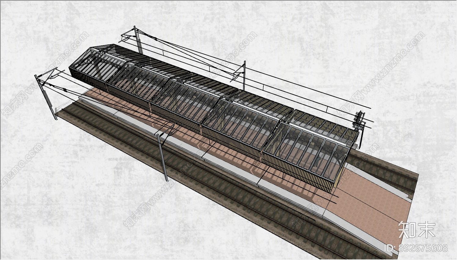 工业火车站SU模型下载【ID:892675608】