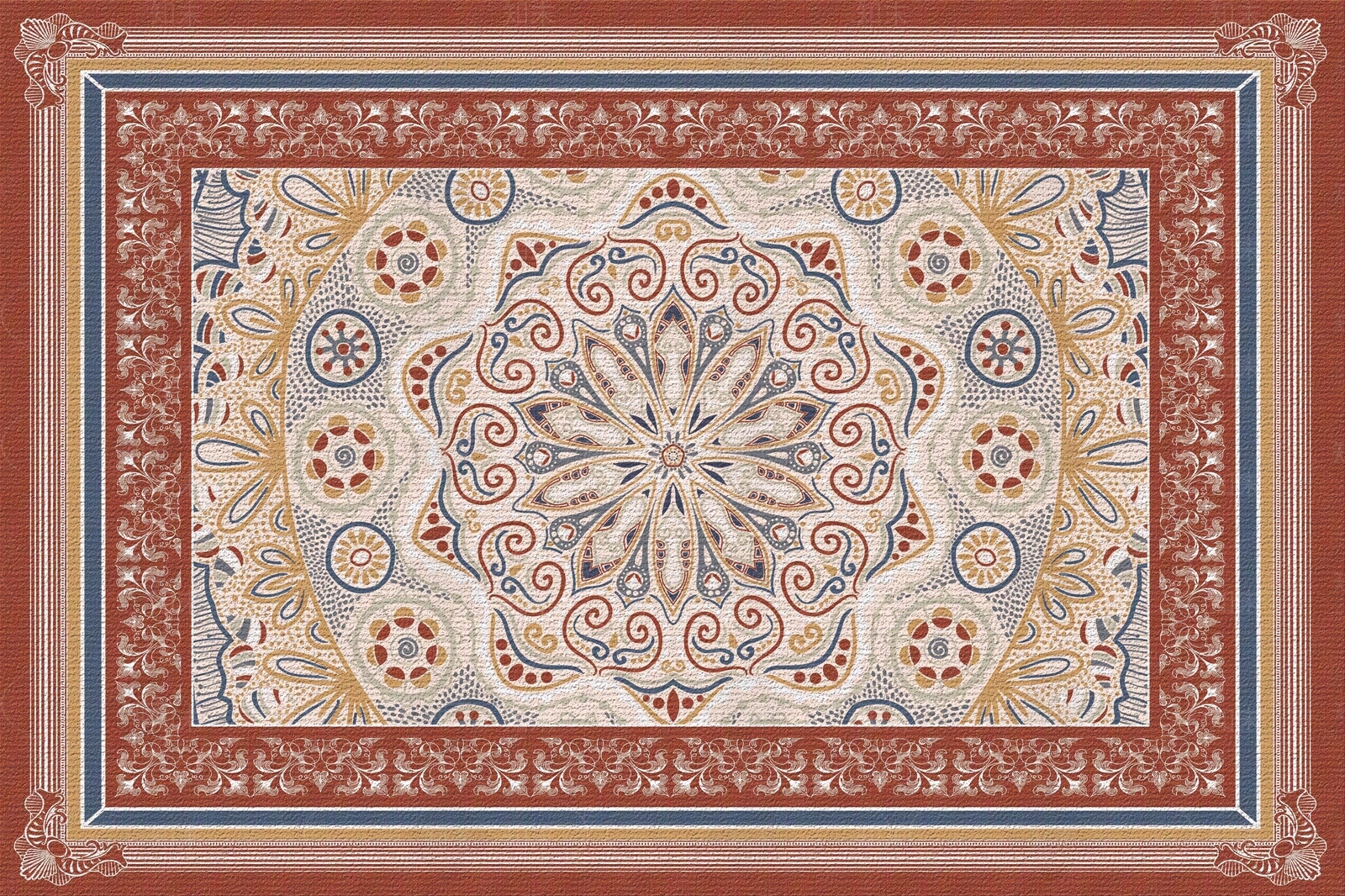 欧式波斯风花纹地毯贴图下载【ID:892684637】