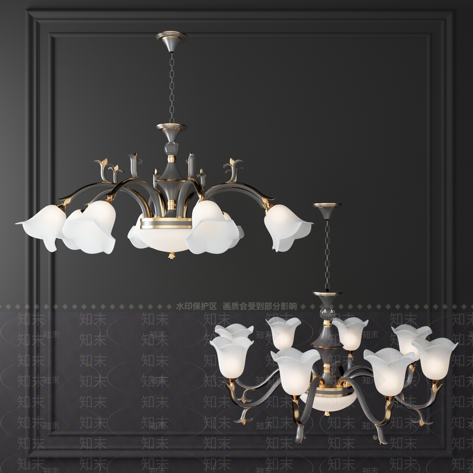 新古典吊灯3D模型下载【ID:592685834】