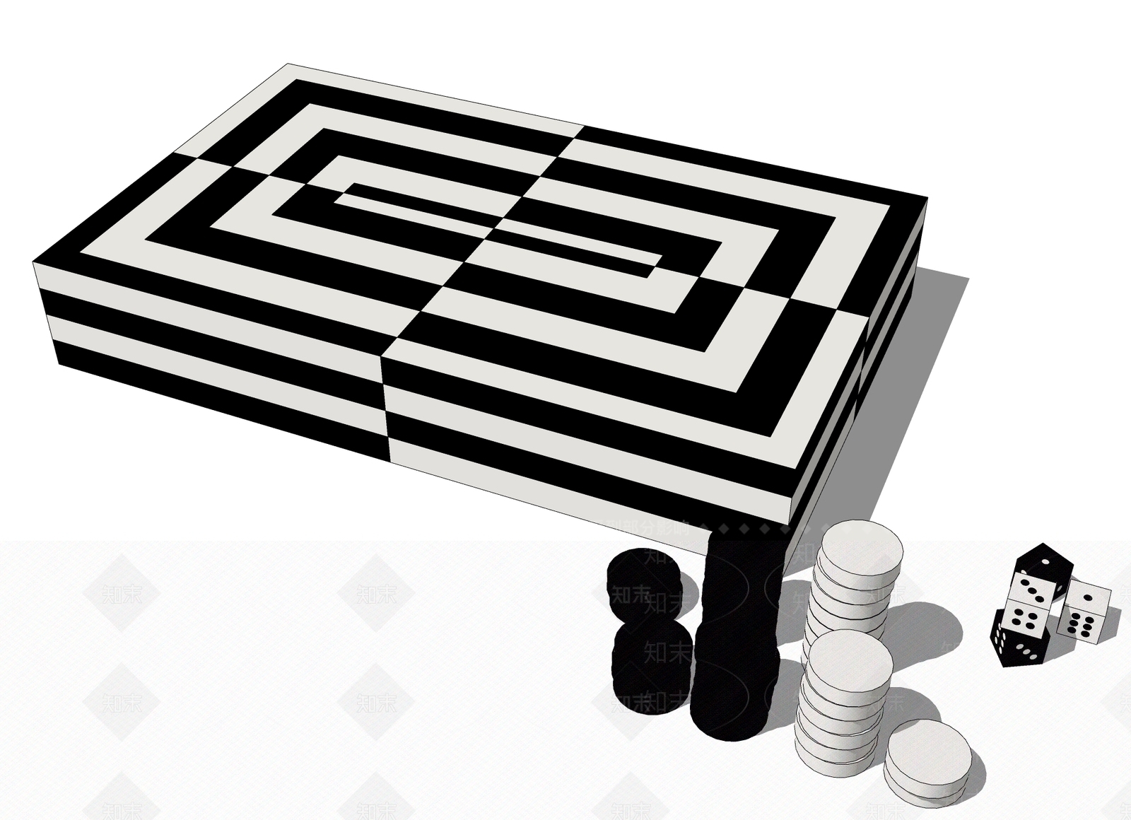 现代棋盘SU模型下载【ID:992704648】