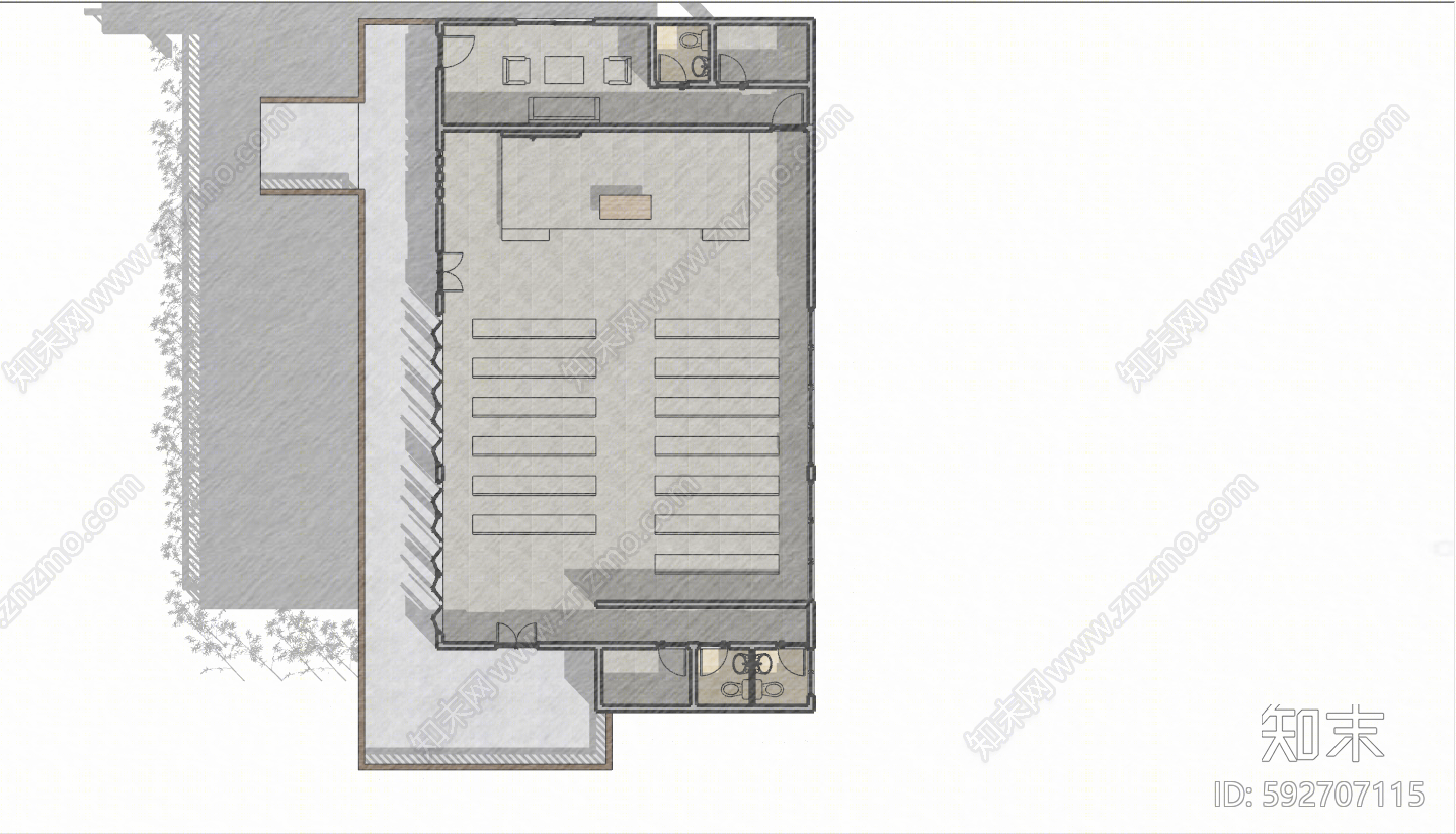 现代教堂建筑SU模型下载【ID:592707115】