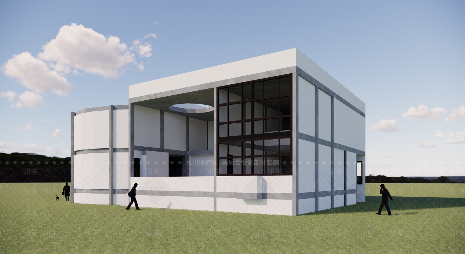 柯布西耶现代文化场馆SU模型下载【ID:592716153】