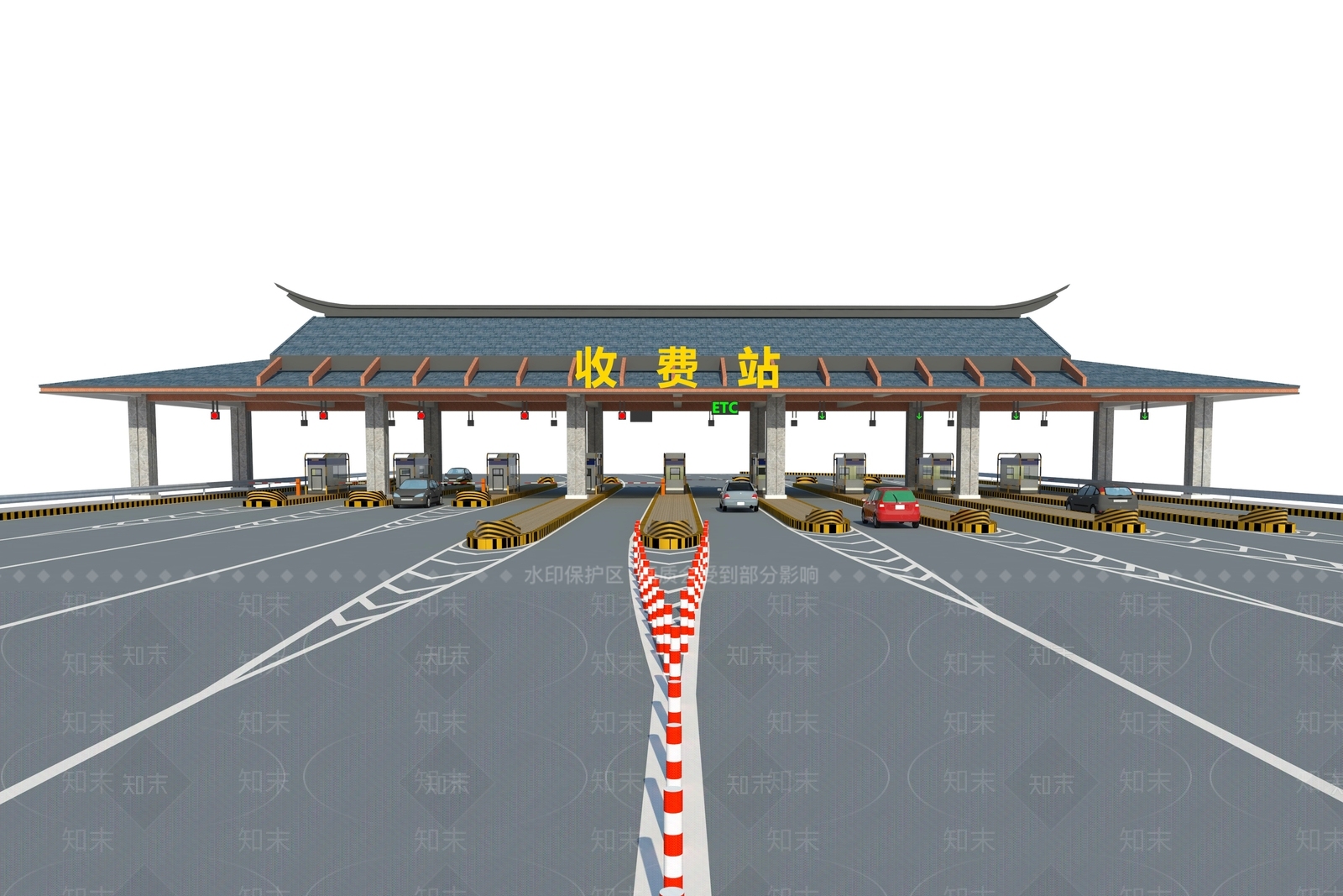 新中式收费站SU模型下载【ID:292720360】