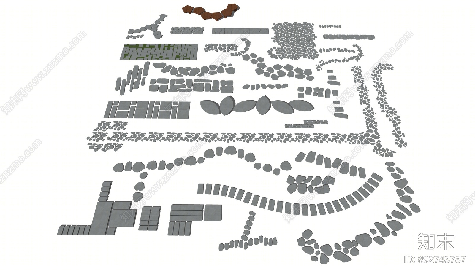 现代石头小路SU模型下载【ID:892743787】