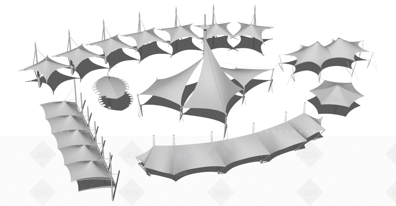 现代廊架SU模型下载【ID:492775880】