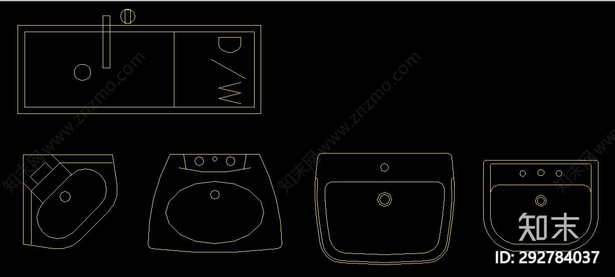 洗手池cad施工图下载【ID:292784037】