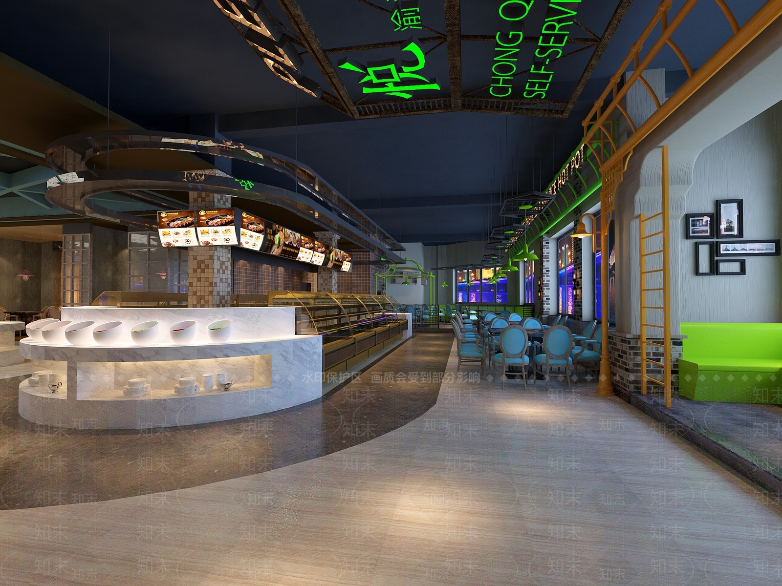 工业风火锅店3D模型下载【ID:392795234】