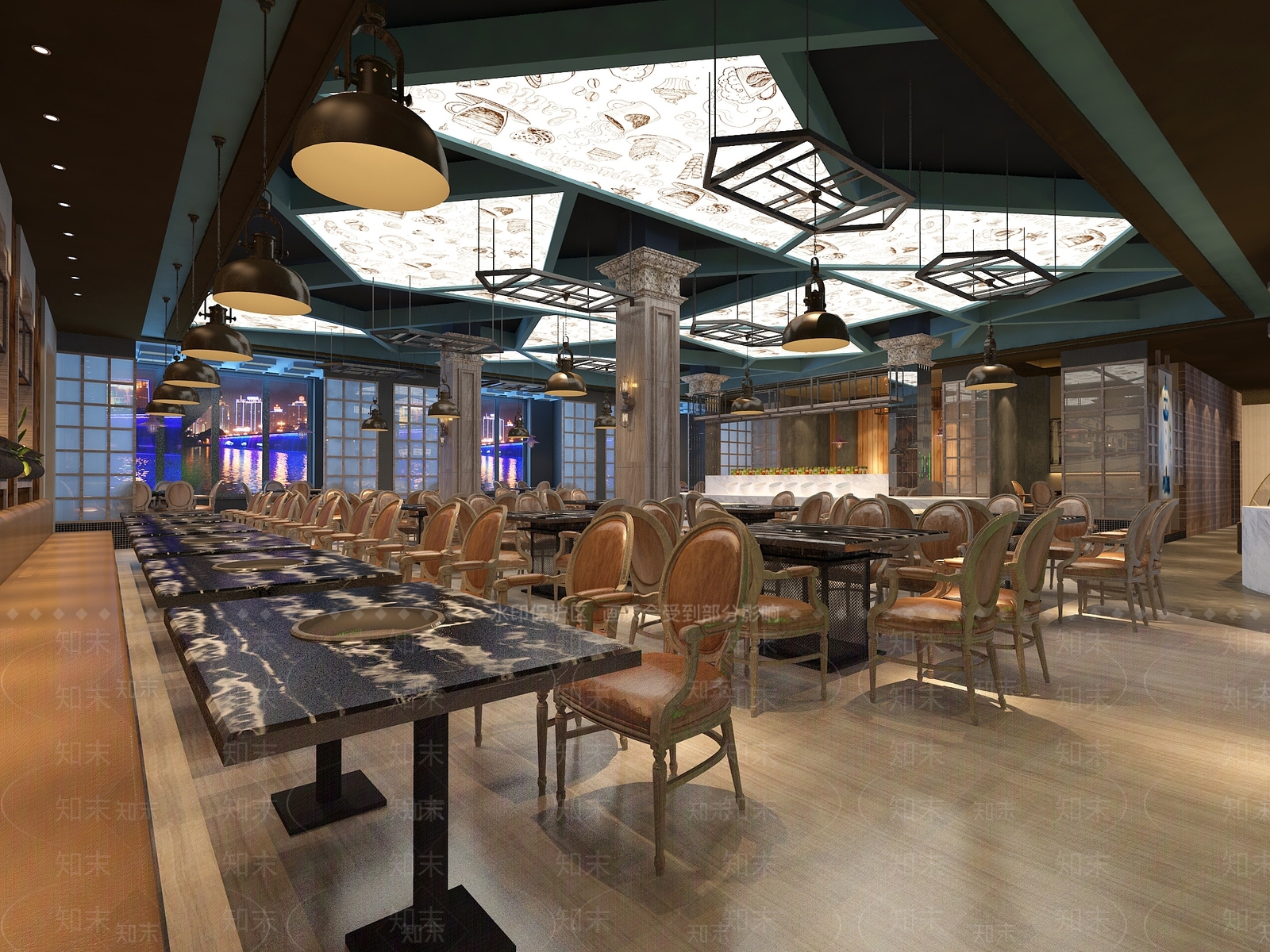 工业风火锅店3D模型下载【ID:392795234】